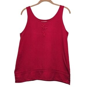 Manta del Lago Tank Top S Pinkish Red Embroidered Boho Artisanal Sleeveless